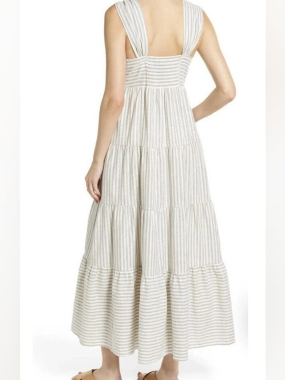 Madewell Striped Tiered Hemp Cotton Maxi Dress Pockets S - Picture 4 of 10